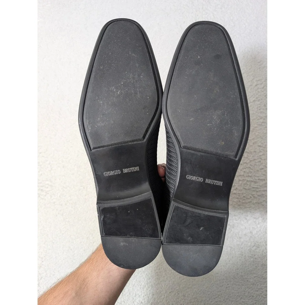 Giorgio Brutini Loafers Mens 8.5‎ Black Harry Woven Textile Penny Slip On Shoes